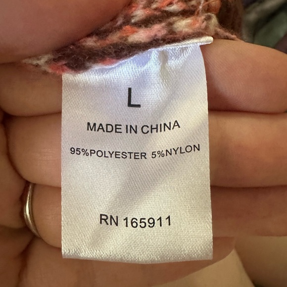 Grace+Karma Aztec Orange/Pink and Brown Fringe Knit Cardigan - Picture 7 of 7